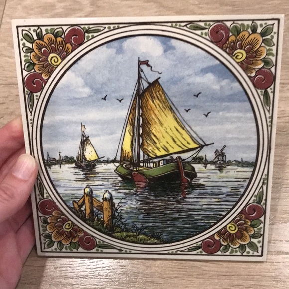 Dutch decorative tile - Sailboat - Picture 2 of 3